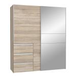 Szafa przesuwna z lustrem i szufladami 170 cm WINN 2 Dąb Sonoma Indeks: W2QS8233S-D30F WOFS-07 WIOLA szafa dąb Sonoma