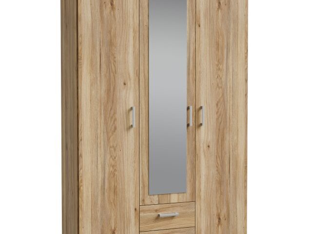 Szafa z lustrem i szufladami130 cm ECONOBOX 2 Dąb Mauvella Indeks: ECBS931-D108 edfs-03