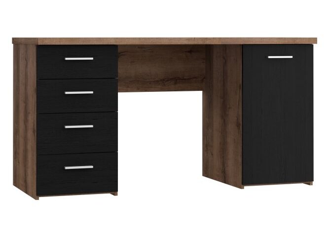 Biurko 145x60 cm z 4 szufladami i szafką Czarny/Dąb Szlachetny Indeks: MT926-N09 nofb-05