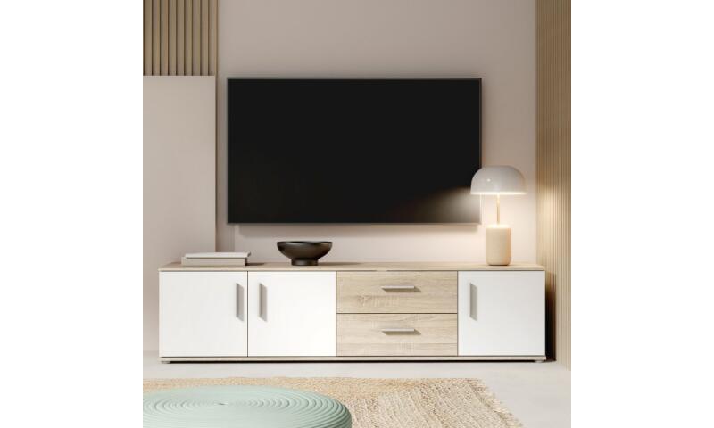 NOFR-55 NORBERT szafka RTV dąb sonoma / biały - obrazek 4