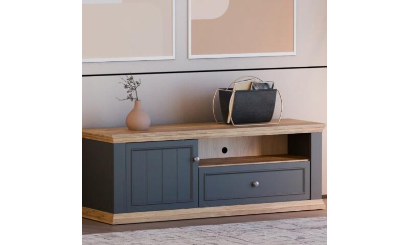 PTFR-07 PATRYCJA szafka RTV dąb mauvella / uni wolfram szary - obrazek 5