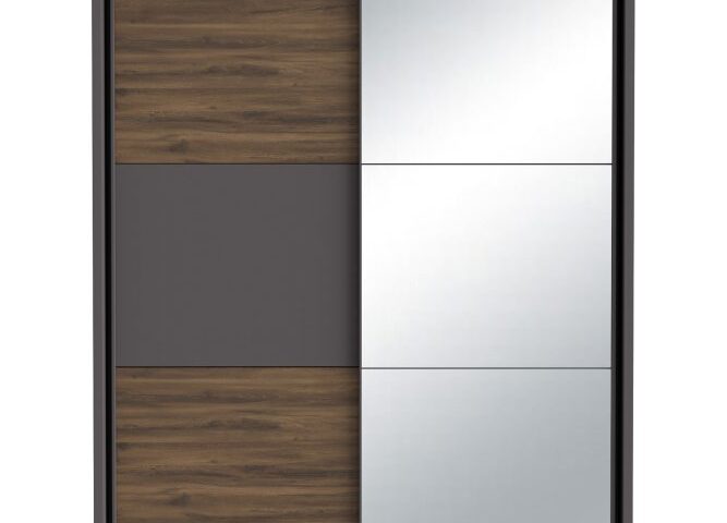 Szafa przesuwna z lustrem 180 cm PEMBURY Dąb Justus/Grafit Indeks: DLCS82312-M777 PUFS-10 PAULINA szafa