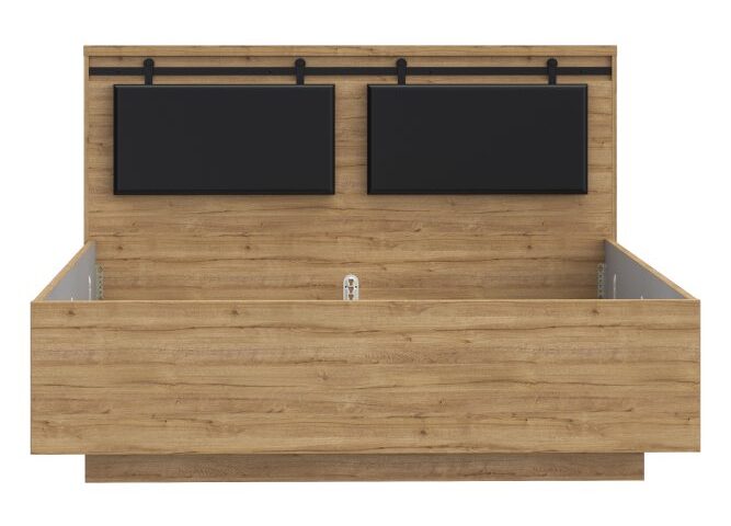 Łóżko dwuosobowe 160x200 cm KASZIMIRO Dąb Waterford/Czarny Indeks: KZML2162-M328 KOFS-15 KONRAD stelaż łóżka