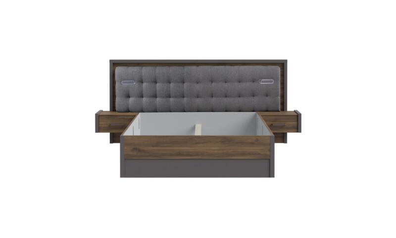 Łóżko z oświetleniem i szafkami nocnymi 140x200 cm PEMBURY Dąb Justus/Grafit Indeks: DLCL4142B-M778 PUFŁ-03 PAULINA stelaż łóżka + szafki nocne