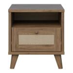 Szafka nocna 45 cm z szufladą GLENKEEN Dąb Valencia/Rattan Naturalny Indeks: GLKK012-Q249 GWFS-12 GAWEŁ szafka nocna