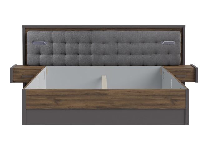 Łóżko z oświetleniem i szafkami nocnymi 180x200 cm PEMBURY Dąb Justus/Grafit Indeks: DLCL4182B-M778 PUFŁ-05 PAULINA stelaż łóżka + szafki nocne