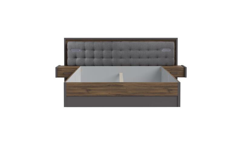 Łóżko z oświetleniem i szafkami nocnymi 180x200 cm PEMBURY Dąb Justus/Grafit Indeks: DLCL4182B-M778 PUFŁ-05 PAULINA stelaż łóżka + szafki nocne