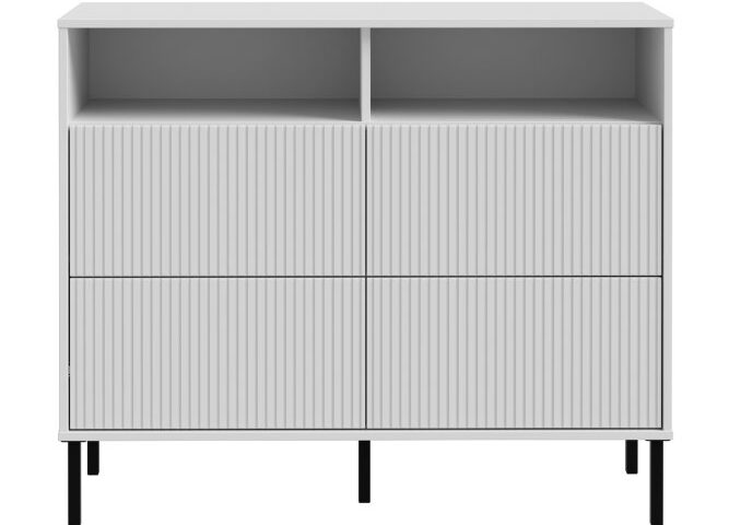 Opis Komoda NEKTARIUS będzie funkcjonalnym i wyróżniającym się elementem wystroju Twojego mieszkania. Połącz z innymi meblami z kolekcji, aby stworzyć spójną aranżację wnętrza. Wymiary: szerokość 103,1 cm, wysokość 85,6 cm, głębokość 42 cm Mebel wykonany w modnym dekorze: Secret Grey, który jest wyjątkowo jasnym odcieniem szarości Szczegóły produktu Informacje logistyczne Instrukcje montażu i karty bezpieczeństwa produktu Komoda Indeks: NKRK221-U58 ndfk-01 nadia komoda