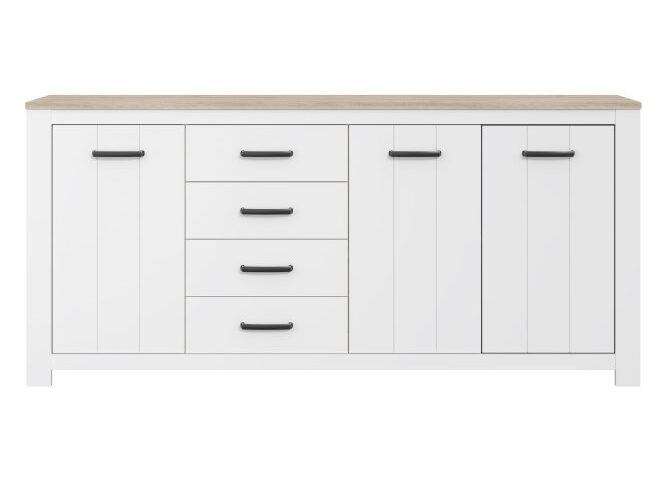 Opis Przestronna, pojemna komoda w stylu prowansalskim to idealny dodatek do stylowego salonu, sypialni, jak również jadalni. Posiada dwie zamykane szafki oraz cztery pojemne szuflady, które gwarantują odpowiednio dużo miejsca do przechowywania. Połączenie dekoru Biały Mat z Dębem Bianco nadaje komodzie lekkości oraz pozwoli na dopasowanie jej do każdej aranżacji wnętrz Białe fronty szafek, szuflad stanowią świetne tło dla czarnych uchwytów Takie połączenie kolorystyczne odświeży każde wnętrze, podkreśli jego styl i wprowadzi nutę elegancji Okazałych rozmiarów blat stanowi dodatkowe miejsce do wyeksponowania ulubionych dodatków, pamiątek i zdjęć rodzinnych Komoda doskonale prezentuje się z innymi meblami z tej samej kolekcji Wyposażona w odporne i wytrzymałe na uszkodzenia obrzeże ABS W zestawie elementy do montażu ściennego Komoda wykonana z wysokiej jakości płyty wiórowej Szczegóły produktu Informacje logistyczne Instrukcje montażu i karty bezpieczeństwa produktu Komoda Indeks: ERXK241-C586 EWFK-03 EDWIN komoda