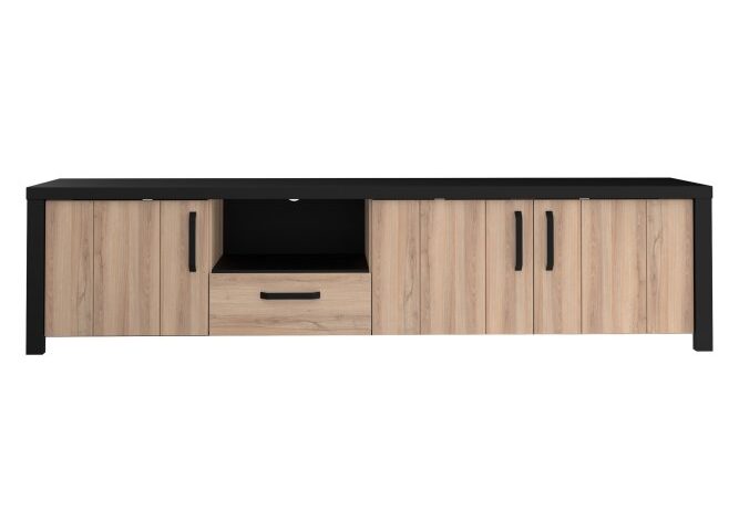 Szafka RTV 210 cm BLACK HILL Śliwa Comano/Czarny Indeks: BLHT1411-C876 BŁFR-04 BŁAŻEJ szafka RTV