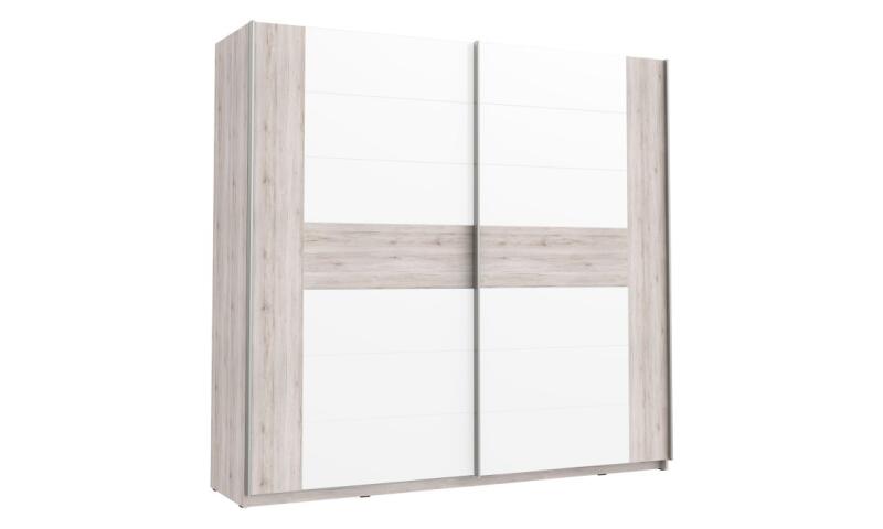 Opis Trudno wyobrazić sobie dom bez pojemnej szafy, która pełni wiele ważnych funkcji. Nie oznacza to wcale, że szafa na ubrania musi być nudna i wyróżniać się tylko walorami praktycznymi. Nasza szafa z przesuwnymi drzwiami łączy walory funkcjonalne z piękną estetyką i będzie wspaniałym uzupełnieniem umeblowania sypialni lub przedpokoju, stanowiąc przy tym mini garderobę. Jasny front szafy idealnie odciąża każdą przestrzeń i nadaje nowoczesnego smaku Dekor to Dąb Piaskowy i Biały Połysk Szafa wykonana z wysokiej jakości płyty wiórowej, tylna ściana wewnętrzna wykonana z lakierowanej płyty HDF Dzięki ślizgaczowi na nóżkach mebla Twoja podłoga będzie bezpieczna Metalowy uchwyt w barwie stali szlachetnej Ponad dwumetrowe wnętrze szafy zostało podzielone na dwie części, każda wyposażona w drążek na ubrania oraz górną półkę, co sprawia, że uporządkowanie ubrań i innych akcesoriów nie będzie już problemem W dodatkowej ofercie można nabyć wyposażenie szafy w postaci wewnętrznych półek oraz komodę z szufladami W dodatkowej ofercie dostępne są też listwy dekoracyjne (w opcji z oświetleniem lub bez) Maksymalne obciążenie dwóch półek to 10 kg każda, a maksymalne obciążenie dwóch drążków ubraniowych - 15 kg każdy Wymagany montaż do ściany (okucia w zestawie) Szczegóły produktu Informacje logistyczne Instrukcje montażu i karty bezpieczeństwa produktu Szafa przesuwna 220 cm RONDINO Dąb Piaskowy/Biały Połysk Indeks: RDNS827E1T-T30 RAFS-13 RADEK szafa