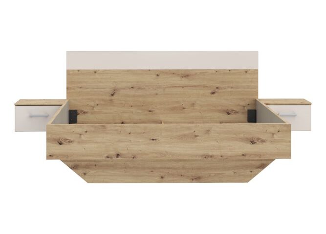 Łóżko z szafkami nocnymi 160x200 cm TANAIA Dąb Artisan/Piaskowy Indeks: TNAL2162-Q224 TSFS-02 TOBIASZ stelaż łóżka z szafkami nocnymi