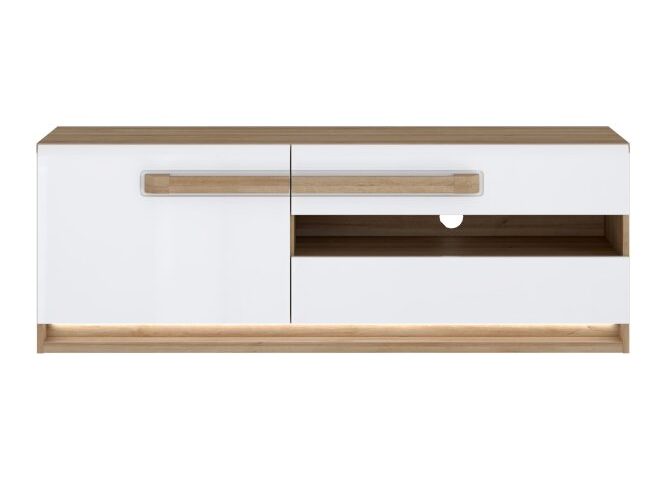 Szafka RTV z oświetleniem 140 cm ATTENTION Dąb Riviera/Biały Indeks: ATNT231LB-M743 ANFR-12 ANITA szafka RTV