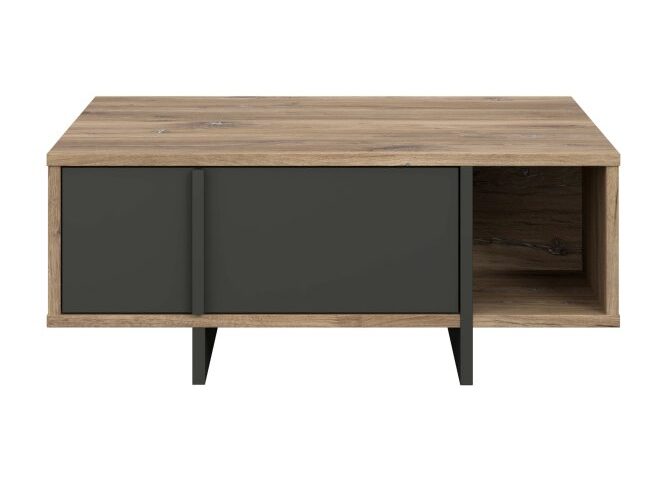 Opis Stolik JOKKAZ to nowoczesna i praktyczna konstrukcja, idealna do współczesnego salonu lub gabinetu. Jego kwadratowy blat o szerokości 100 cm to miejsce na przekąski, filiżankę kawy, książkę i pilot do telewizora. W konstrukcji znajdziesz też 2 pojemne szuflady na laptopa, ładowarki, kolorowe magazyny i podkładki filcowe. W otwartych boksach możesz przechowywać duże opakowania chusteczek lub ozdobne figurki ceramiczne. Kwadratowy stolik okolicznościowy postaw w towarzystwie pozostałych mebli z kolekcji. Stolik kawowy o szerokości i głębokości równej 10 cm i wysokości 40,9 cm sprawdzi się we wnętrzu każdego rozmiaru Efektowne połączenie Czarnego frontu z korpusem w dekorze Dąb Flagstaff Obrzeże ABS podnosi wytrzymałość mebla Pionowe czarne uchwyty ułatwiają otwieranie frontów Prowadnice z pełnym wysuwem ułatwiają sięganie po najgłębiej ukryte przedmioty Maksymalne obciążenie blatu do 20 kg Szczegóły produktu Informacje logistyczne Instrukcje montażu i karty bezpieczeństwa produktu Stolik kawowy kwadratowy z szufladami 100x100 cm JOKKAZ Dąb Flagstaff/Czarny Indeks: CFTT5114-M559 JIFS-01 JANINA stolik