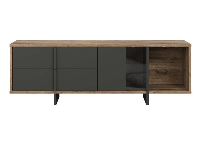 Szafka RTV z szufladami 160 cm JOKKAZ Dąb Flagstaff/Czarny Indeks: JKZT121L-M559 JIFR-04 JANINA szafka RTV