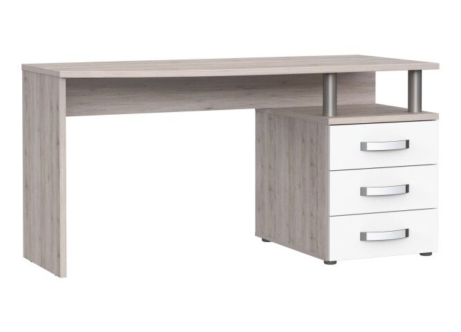 Biurko 140x60 cm z 3 szufladami RONDINO Biały Połysk/Dąb Piaskowy Indeks: RDIB211-T30 RAFB-03 RADEK biurko