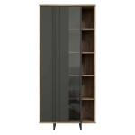 Witryna 90 cm JOKKAZ Dąb Flagstaff/Czarny Indeks: JKZV721L-M559 JIFW-06 JANINA witryna