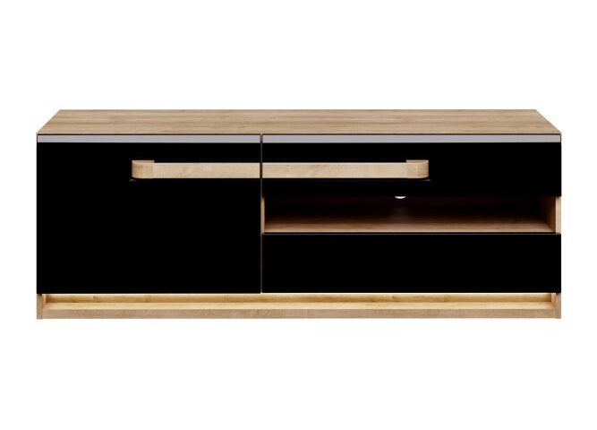 Szafka RTV z oświetleniem 140 cm ATTENTION Dąb Riviera/Czarny Indeks: ATNT231LB-M983 ANFR-01 ANITA szafka RTV