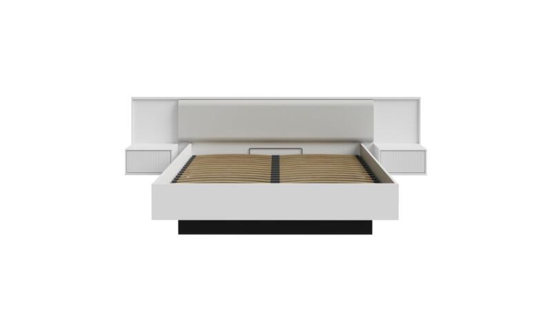 Opis Łóżko z pojemnikiem i szafkami nocnymi NEKTARIUS będzie funkcjonalnym i wyróżniającym się elementem wystroju Twojego mieszkania. Zintegrowane szafki możesz wykorzystać do przechowywania drobiazgów. Połącz z innymi meblami z kolekcji, aby stworzyć spójną aranżację wnętrza. Wymiary: szerokość 309 cm, wysokość 93 cm, głębokość 213,4 cm Mebel wykonany w efektownym połączeniu dekorów: Secret Grey / Czarny Możesz dokupić do łóżka praktyczne oświetlenie IZ54ST-WN03, które pozwoli Ci na wieczorne czytanie książki Szczegóły produktu Informacje logistyczne Instrukcje montażu i karty bezpieczeństwa produktu Łóżko z pojemnikiem i szafkami nocnymi 180x200 cm NEKTARIUS Secret Grey Indeks: NKRL2182-M759 NDFS-02 NADIA stelaż łóżka z podnoszonym wkładem i szafkami nocnymi