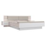 Łóżko z oświetleniem i szafkami nocnymi 180x200 cm RONDINO Dąb Piaskowy/Biały Indeks: RDNL1811BT-T30 RAFS-11 RADEK stelaż łóżka + szafki nocne