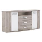 Opis Szeroka komoda to wspaniałe dopełnienie Twojej sypialni lub pokoju dziennego. Mebel zapewnia dużo przestrzeni wszelakiego użytku. Cechuje się wyrazistym designem i dbałością o każdy szczegół. Wieniec i cokół komody zostały wyprofilowane w łuk i lekko wysunięte, co nadaje całości niepowtarzalnego charakteru Do wyboru trzy dekory: Biały Połysk i Dąb Szlachetny, Dąb Czarny i Dąb Szlachetny, Biały Połysk i Dąb Piaskowy Wysokiej jakości płyta wiórowa, a wewnętrzna tylna ściana wykonana z lakierowanej płyty HDF, foliowanej płyty HDF Prowadnice kulkowe gwarantują komfort otwierania szuflad, ślizgacze na nogach mebla są idealne do jego przesuwania bez uszkodzeń podłogi, a obrzeże ABS świetnie zabezpiecza mebel Uchwyty masywne, z elementami w kolorze białym Pojemna i wytrzymała komoda pomieści dużo niezbędnych w każdym domu przedmiotów Została wyposażona w trzy szuflady, dwie zamykane szafki oraz podświetlaną wnękę na podręczne drobiazgi Komoda wyposażona w oświetlenie dające zimne, białe światło Maksymalne obciążenie komody to 40 kg Komoda jest łatwa w montażu przy korzystaniu z załączonej instrukcji, a także jest łatwa w czyszczeniu Szczegóły produktu Informacje logistyczne Instrukcje montażu i karty bezpieczeństwa produktu Komoda Indeks: RDIK231B-T30 RAFK-05 RADEK komoda